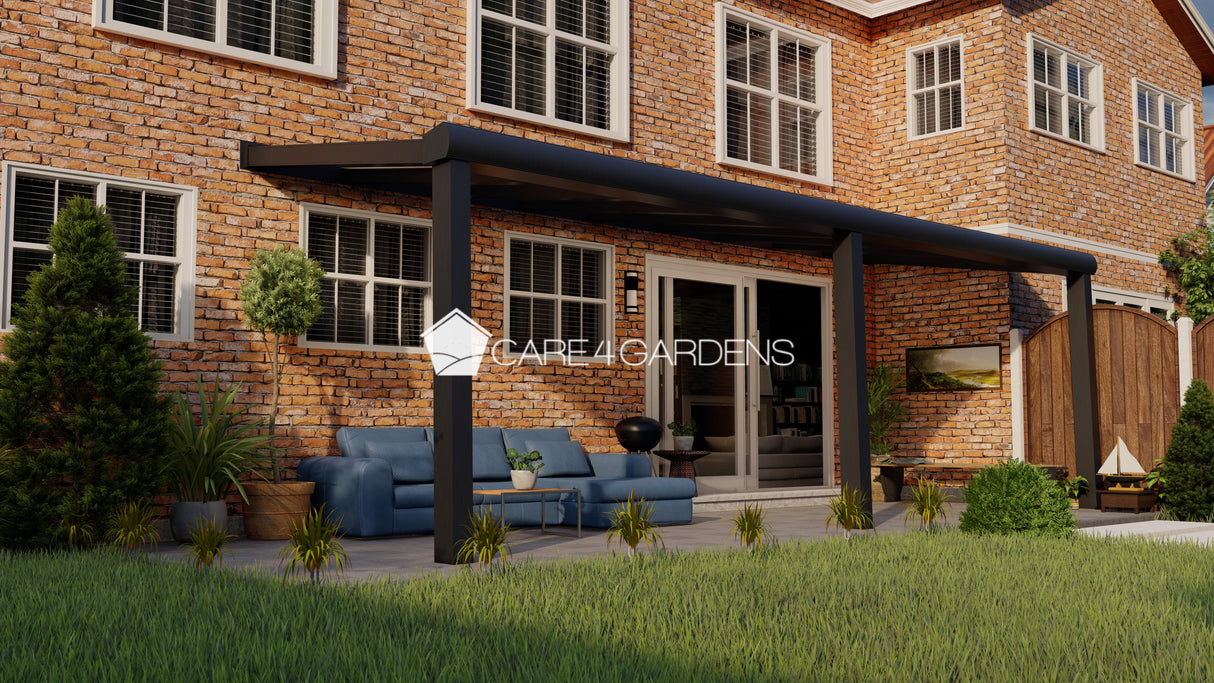 Terrasoverkapping 8,06 meter breed x 3 meter diep