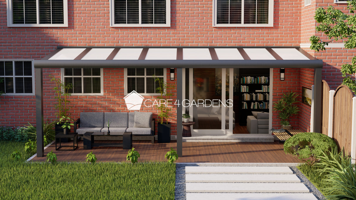 Terrasoverkapping 8,06 meter breed x 3 meter diep