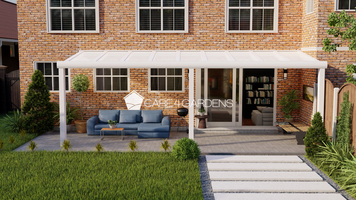 Terrasoverkapping 9,06 meter breed x 3,5 meter diep