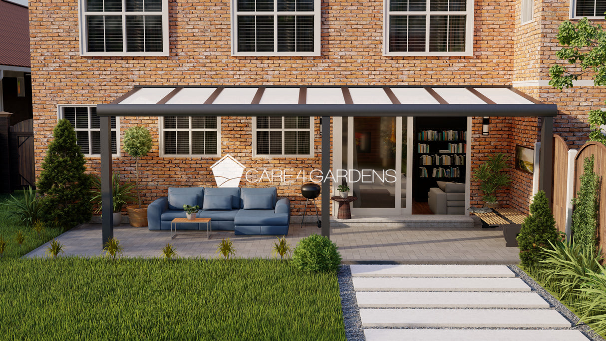 Terrasoverkapping 9,06 meter breed x 3 meter diep