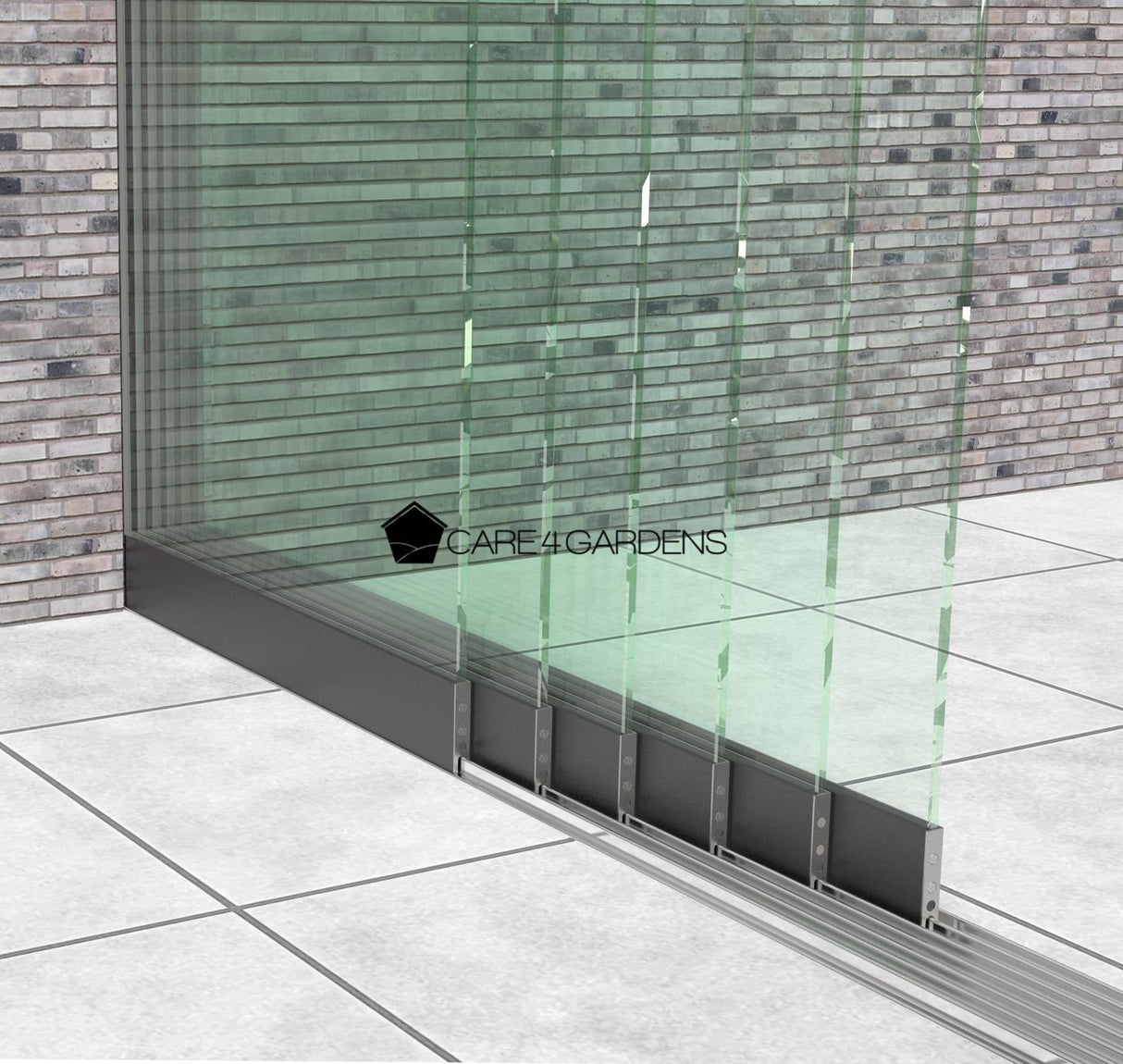 6-Rail Heldere Glazen Schuifwand 548 cm Breed (6x 93 cm breed glas)