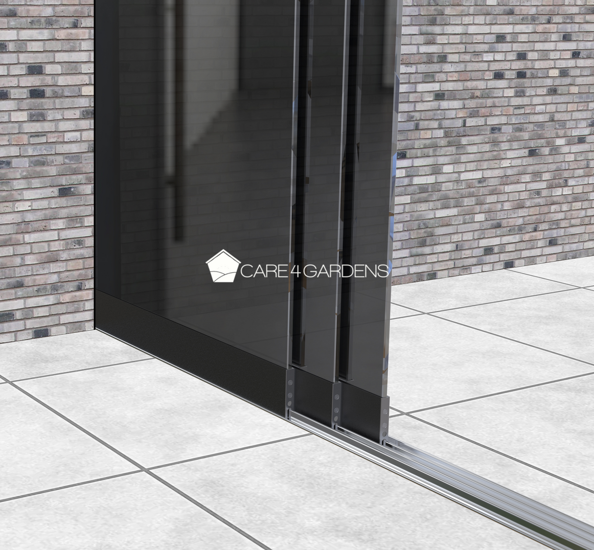 3-Rail Getinte Glazen Schuifwand 275 cm Breed (3x 93 cm breed glas)