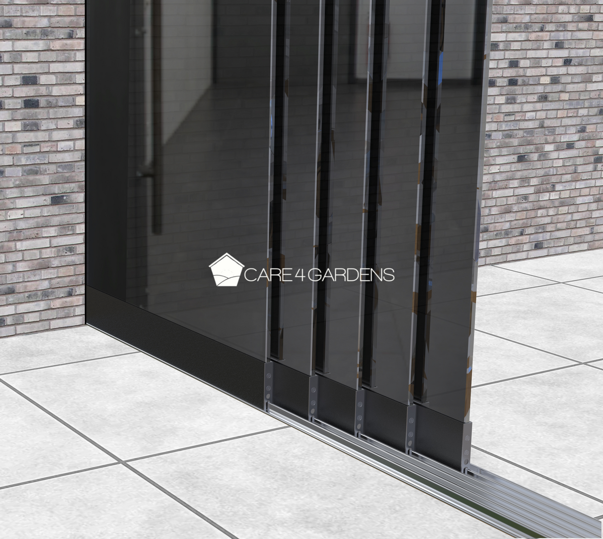 5-Rail Getinte Glazen Schuifwand 457 cm Breed (5x 93 cm breed glas)