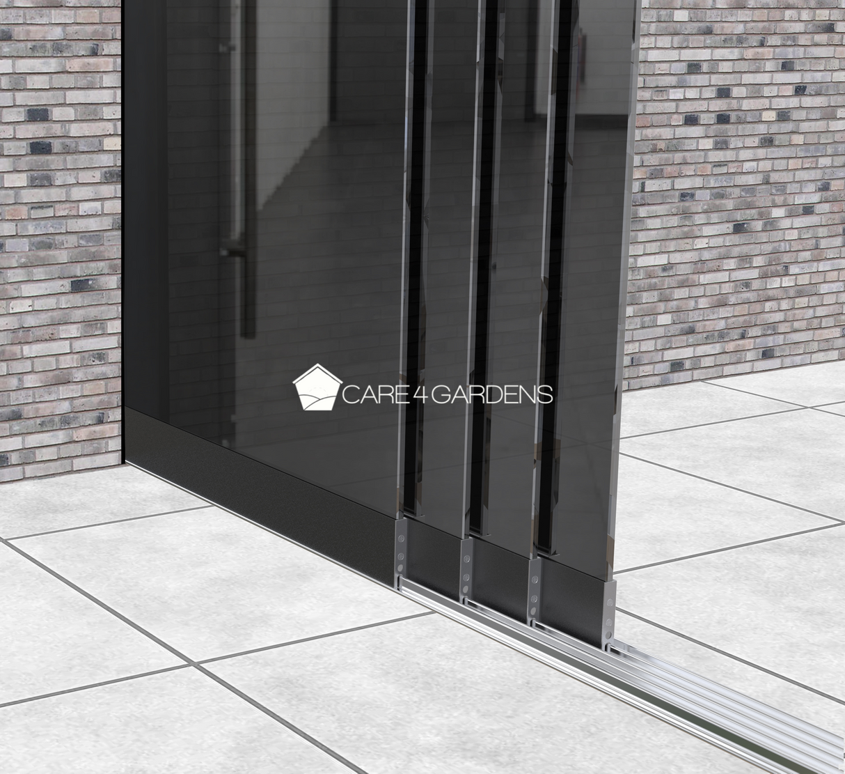 4-Rail Getinte Glazen Schuifwand 400 cm Breed (4x 103 cm breed glas)