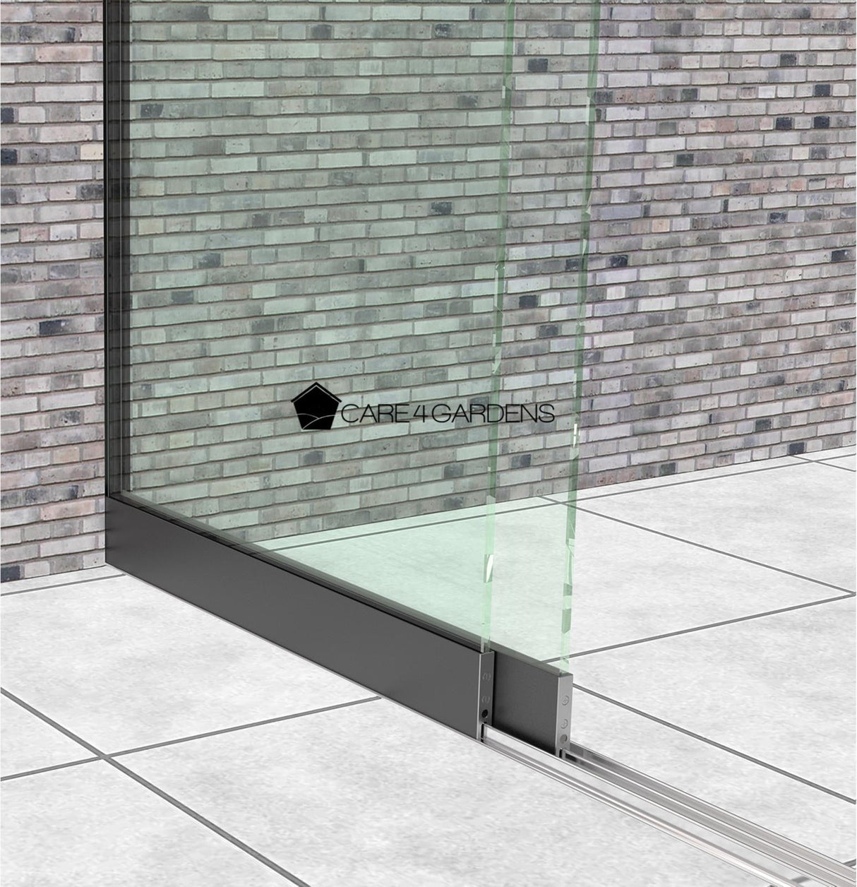 3-Rail Heldere Glazen Schuifwand 200 cm Breed (2x 103 cm breedglas)