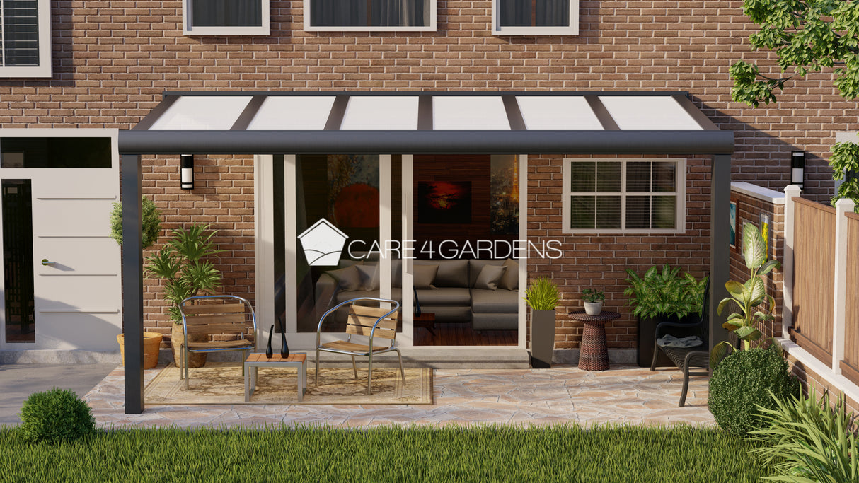 Terrasoverkapping 6,06 meter breed x 2 meter diep