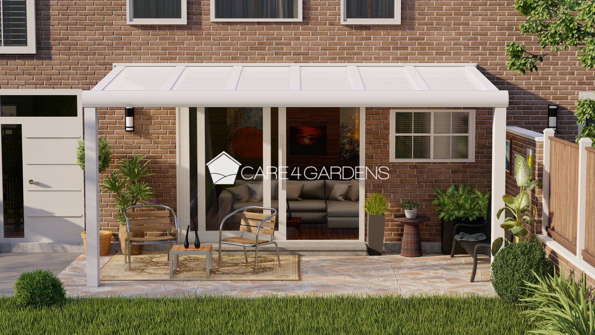 Terrasoverkapping 6,06 meter breed x 2 meter diep